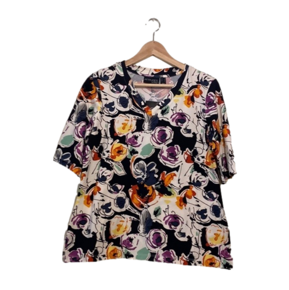 Attitudes by Renee floral cotton blouse/ top. Size S . New